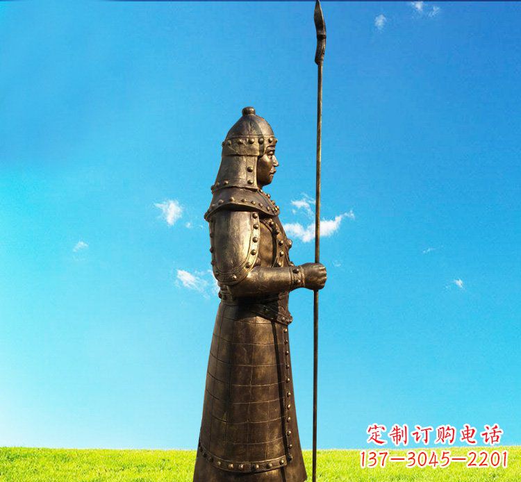 广州铜雕战士站岗古代人物雕塑