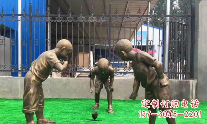 广州玩陀螺儿童铜雕