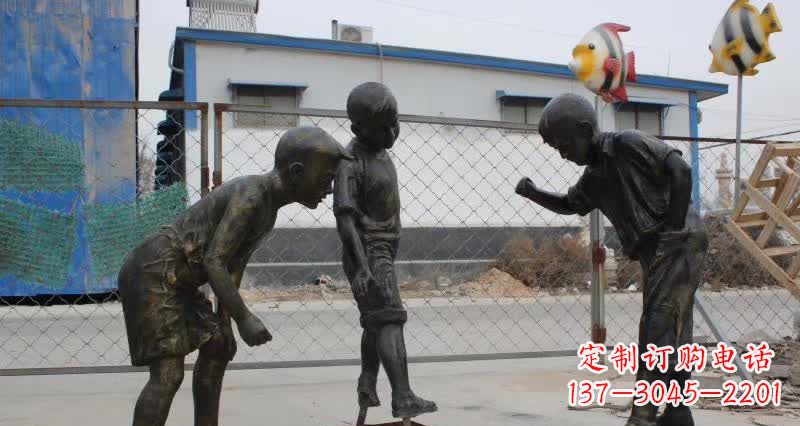 广州玩陀螺人物铜雕
