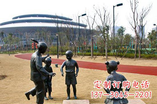 广州玩游戏儿童公园人物铜雕
