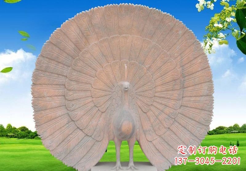 广州晚霞红开屏孔雀雕塑