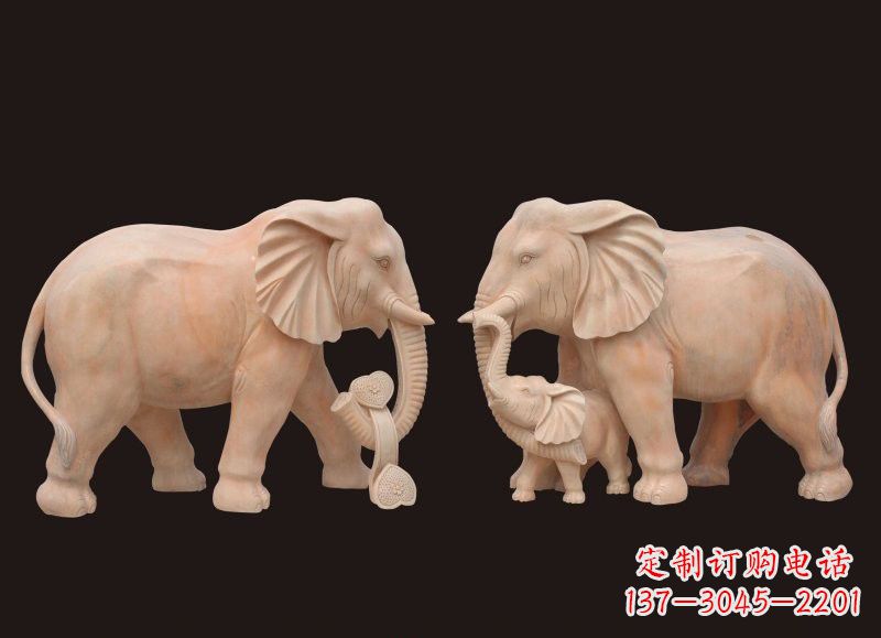 广州晚霞红母子大象雕塑