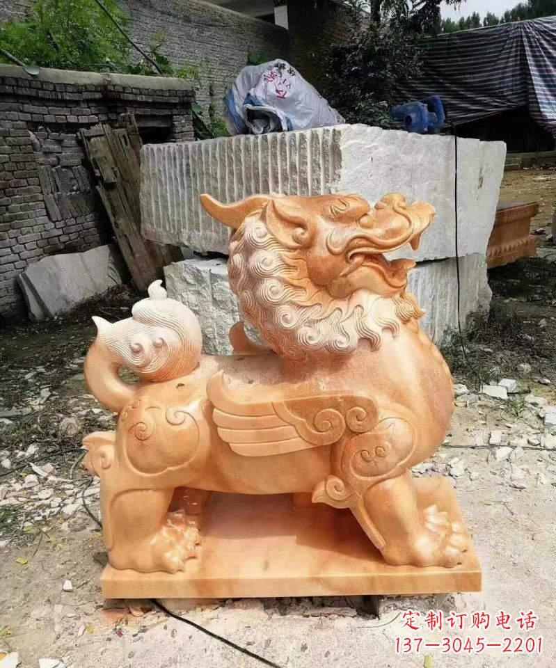广州晚霞红貔貅雕塑1