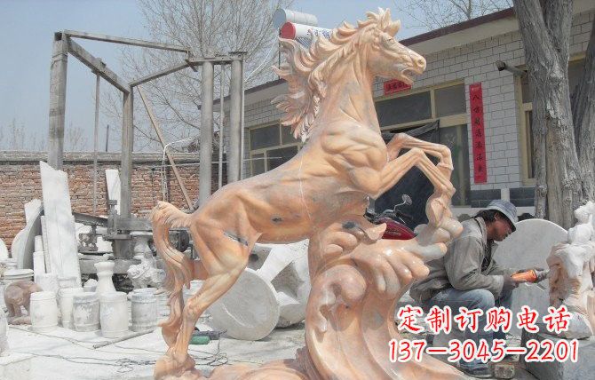 广州晚霞红踏浪奔马石雕222