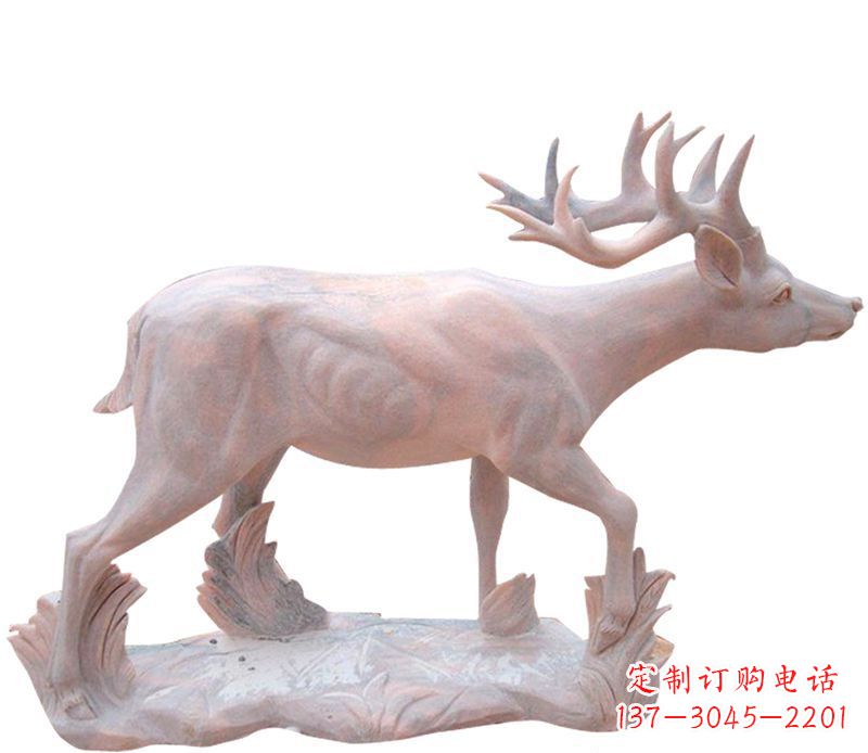 广州晚霞红小鹿石雕