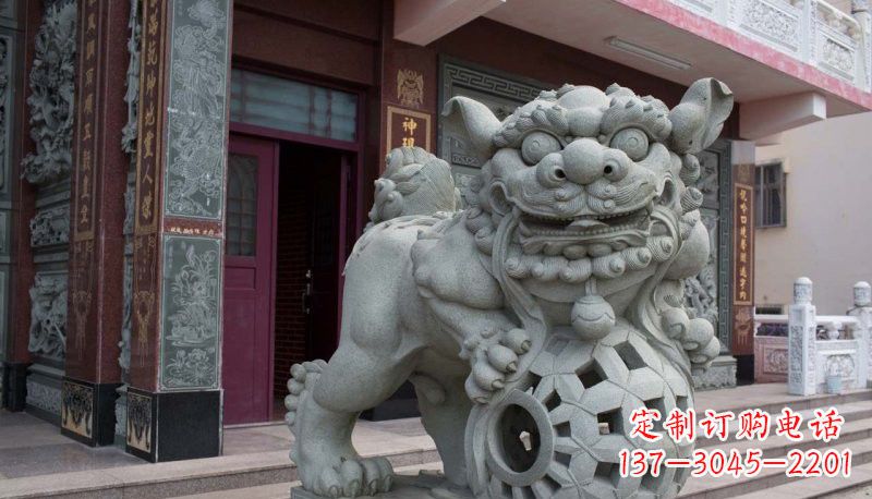 广州网球狮石雕南方狮子雕塑