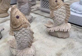 广州花岗岩石雕-鲤鱼雕塑