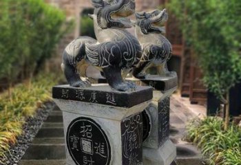 广州貔貅石雕小区看门雕塑