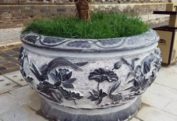广州青石仿古风格的花盆雕塑