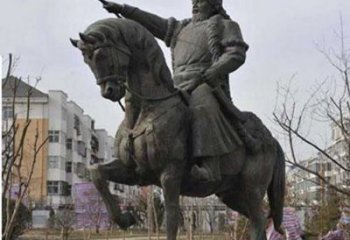 广州精致雕刻成吉思汗青铜骑马