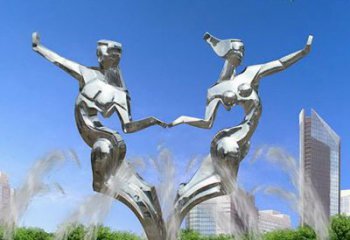 广州爱情镌刻，不锈钢抽象情侣雕塑