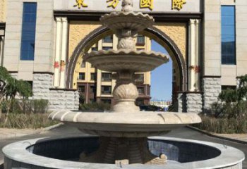 广州三层欧式喷泉石雕，为小区增添质感