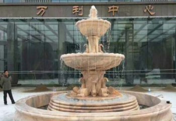 广州晚霞红三层欧式喷泉石雕—来自中领雕塑的艺术匠心品质