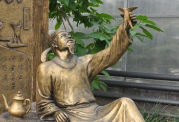 广州象征文学大师李白的铜雕像