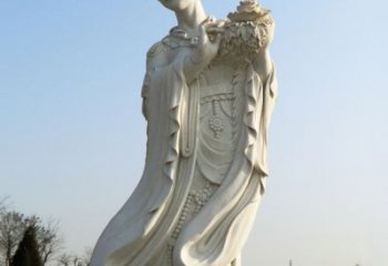 广州古典美女雕塑——十二花神之四月牡丹杨玉环汉白玉