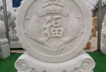 广州装饰福字图案的雕塑石门墩