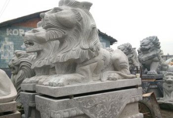 广州优质石雕汇丰狮子雕塑