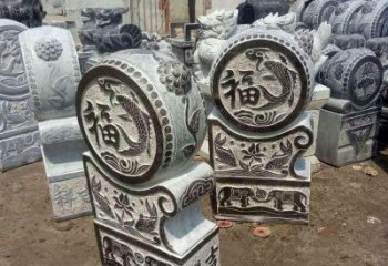 广州石雕貔貅抱鼓门墩雕塑