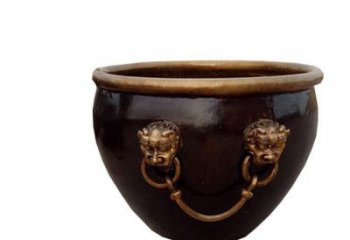 广州铜雕圆形荷花水缸雕塑 (4)