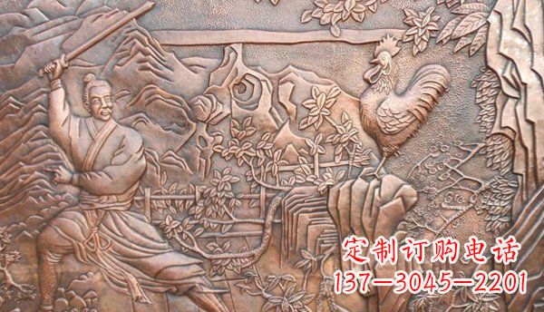 广州闻鸡起舞黄铜壁画铜浮雕