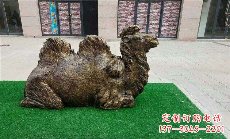 广州卧着的骆驼动物铜雕