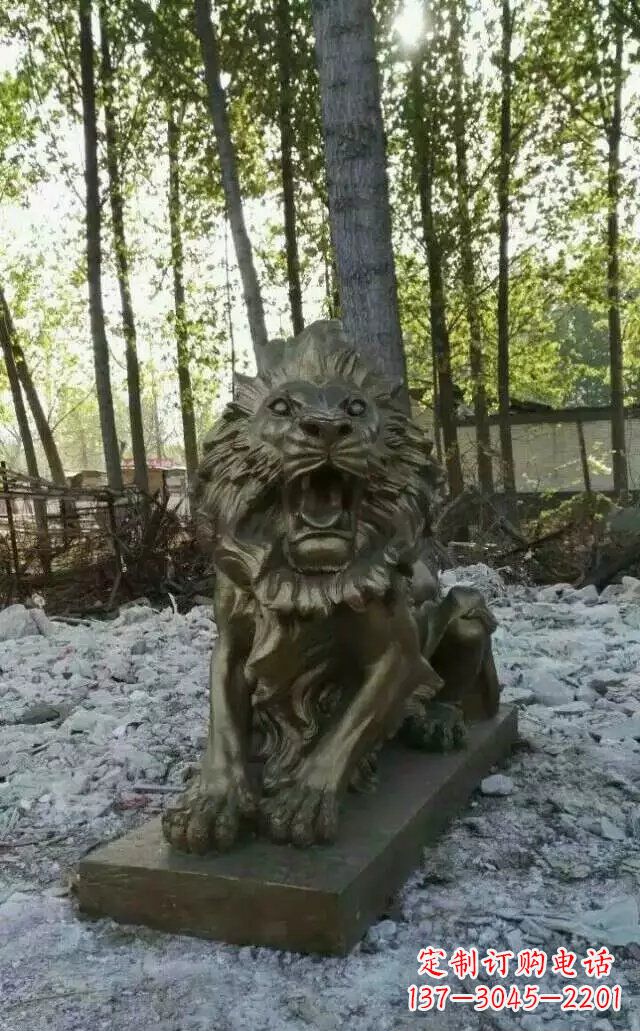 广州卧着的西洋狮子铜雕 (2)