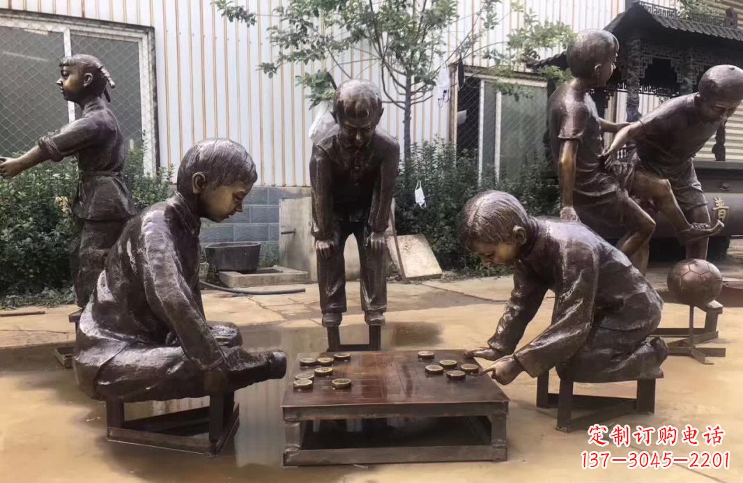 广州下象棋儿童铜雕