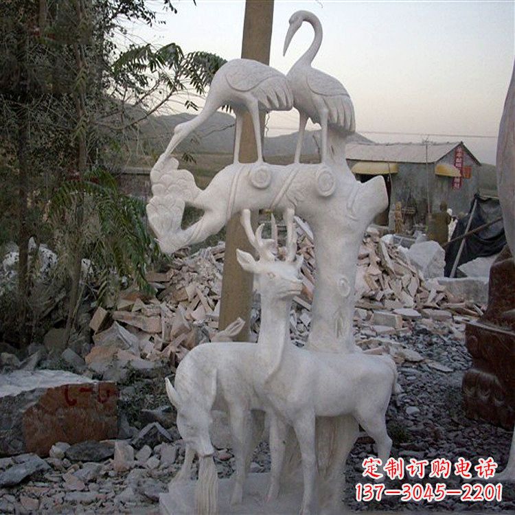 广州仙鹤石雕景观摆件