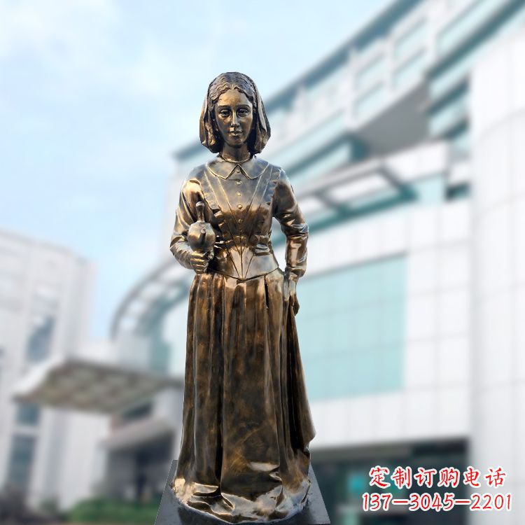 广州现代护理教育奠基人南丁格尔玻璃钢仿铜雕像