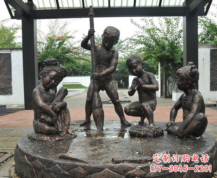 广州小孩写大字铜雕小品