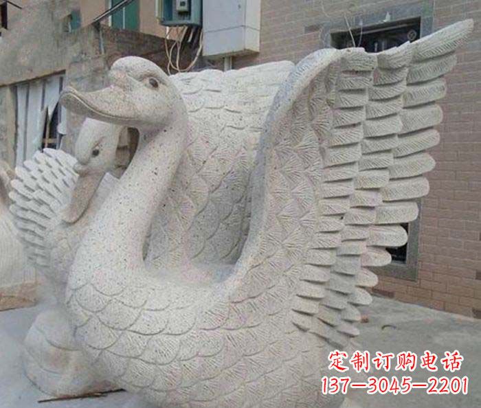 广州小区景观天鹅石雕喷泉
