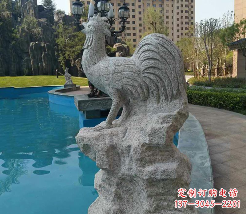 广州小区十二生肖鸡动物石雕