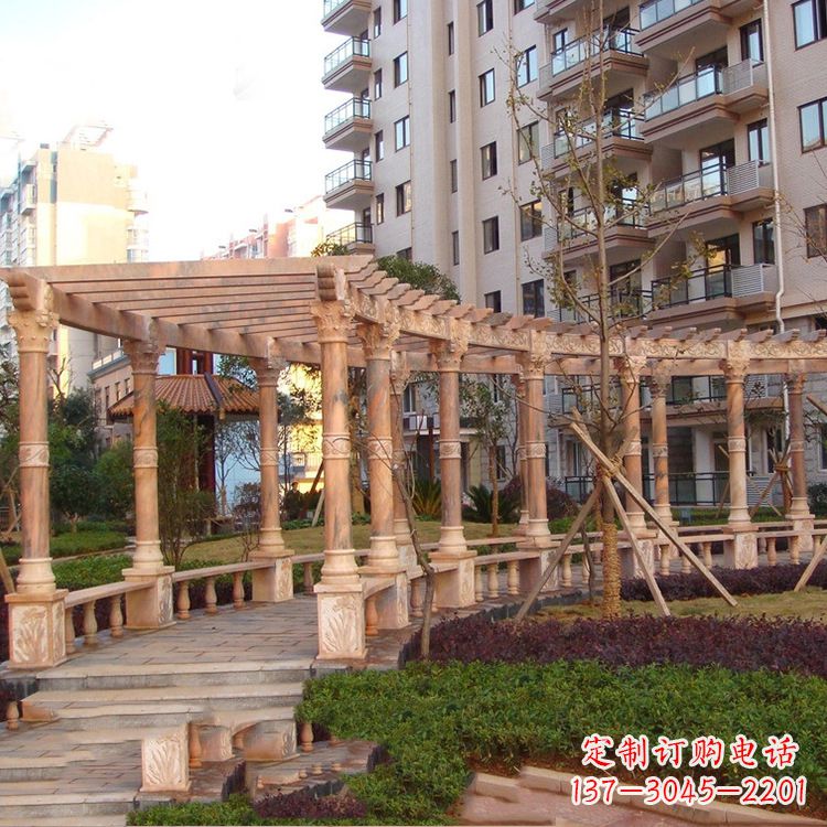 广州小区石雕花架长廊