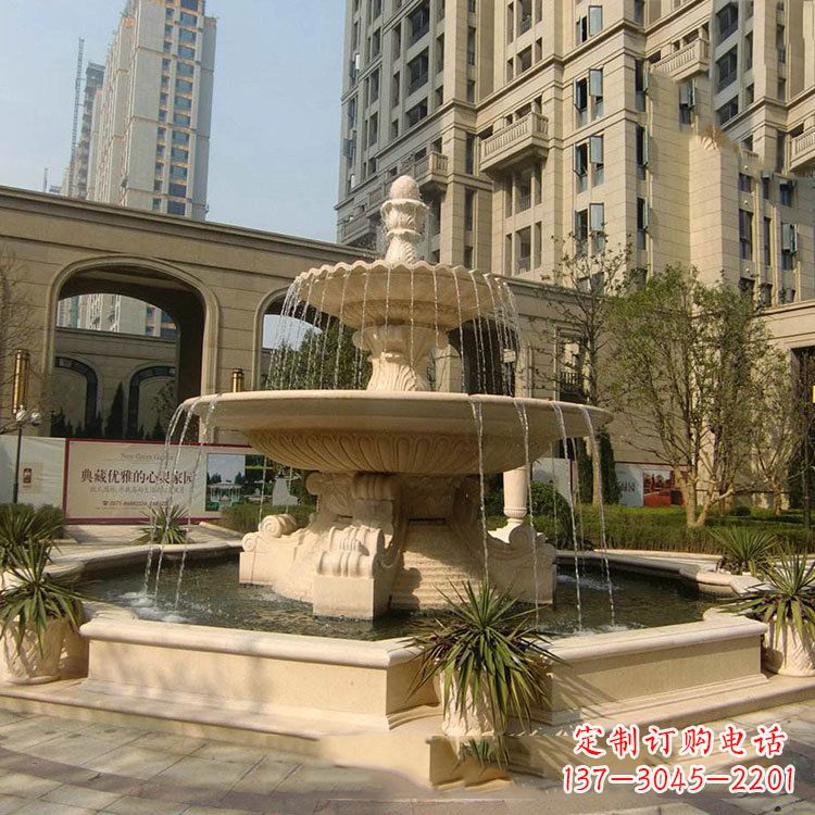 广州小区庭院石雕欧式喷泉