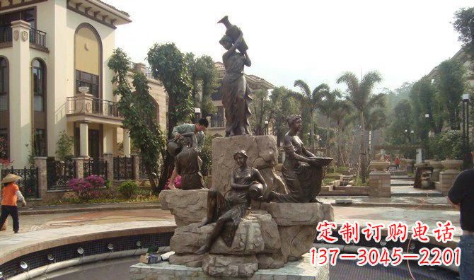 广州小区西方美女喷泉人物铜雕