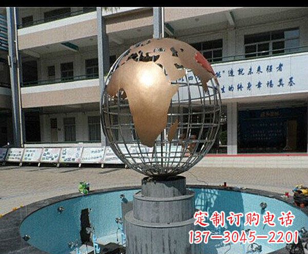 广州校园不锈钢地球喷泉雕塑