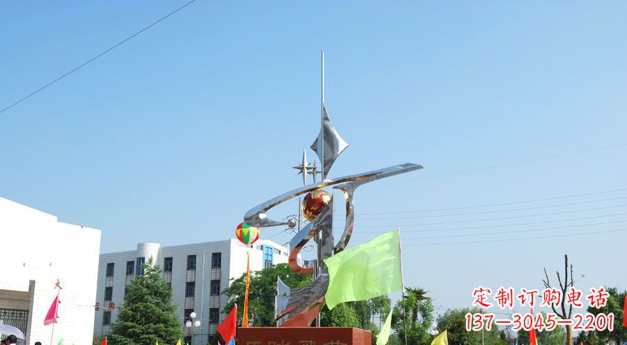 广州校园不锈钢马踏飞燕地球雕塑