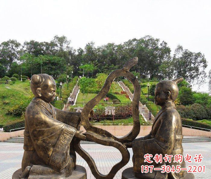 广州校园抽象孔融让梨铜雕