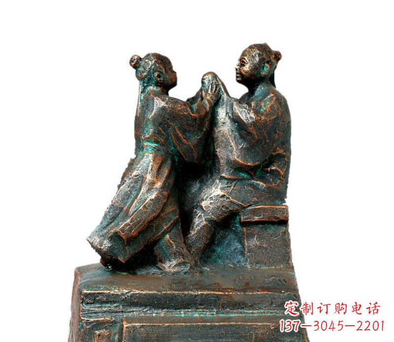 广州校园古代孔融让梨人物铜雕