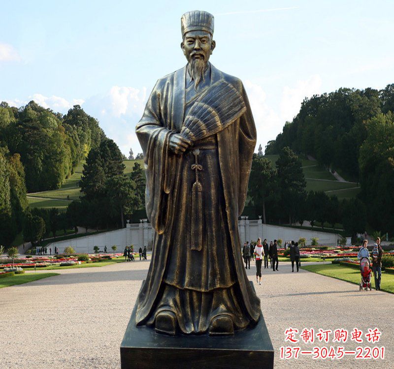 广州校园古代名人诸葛亮铜雕
