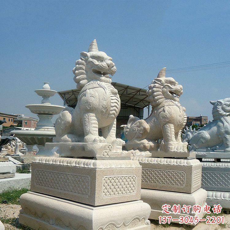 广州獬豸 石雕 独角兽-法院大门神兽雕塑