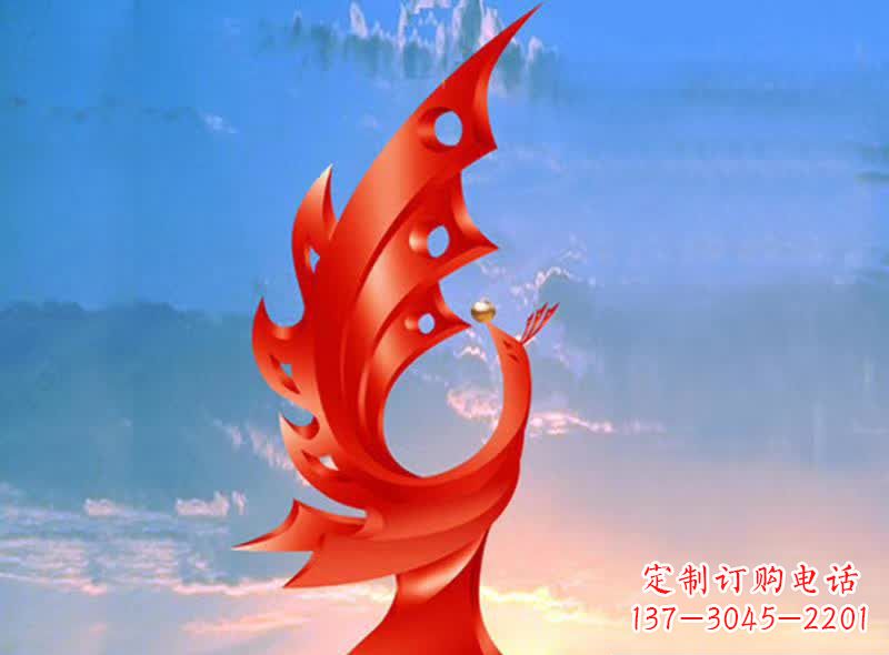 广州学校不锈钢奋进凤凰标志雕塑