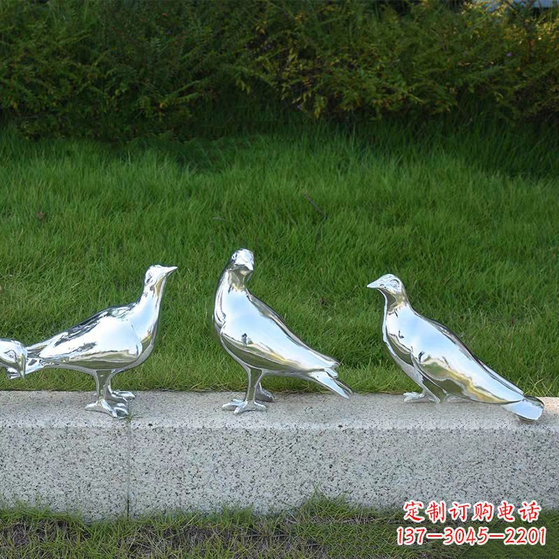 广州银白色不锈钢电镀鸽子雕塑摆件