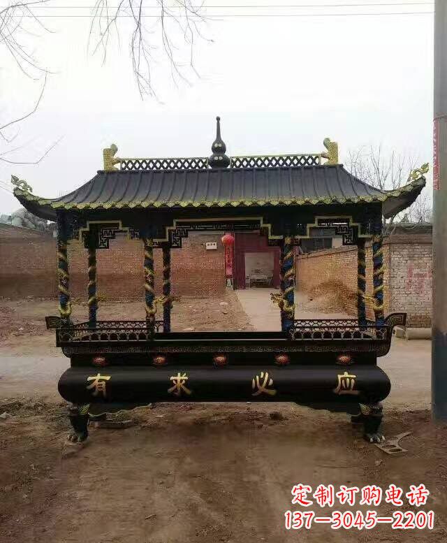 广州有求必应方形香炉铜雕