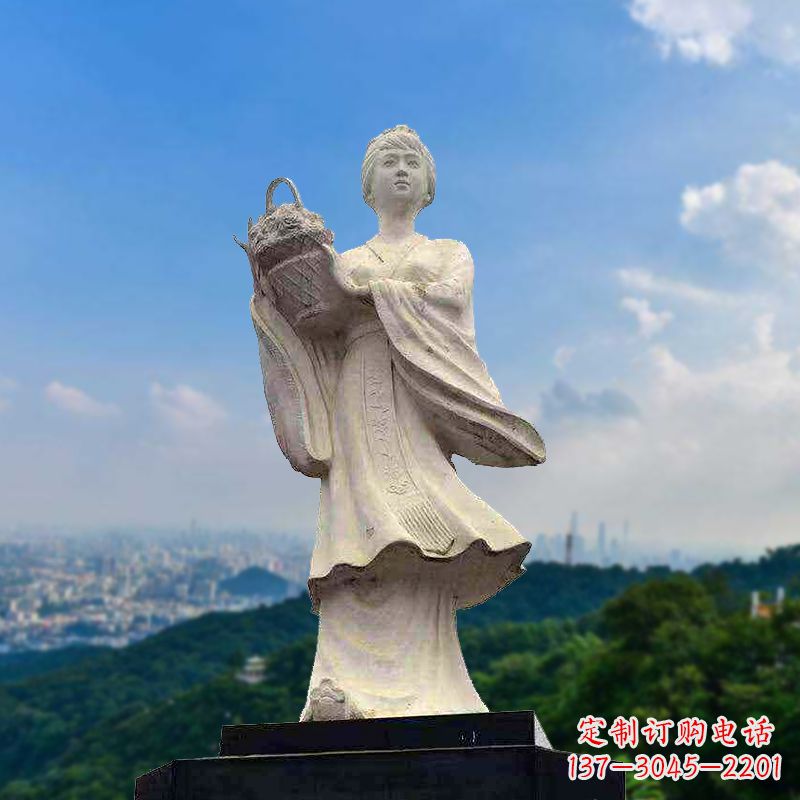 广州虞姬景观石雕像-景区园林古代美女雕塑