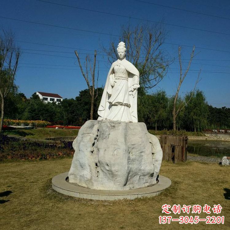 广州虞姬石雕塑-公园历史名人楚汉时期美女雕像
