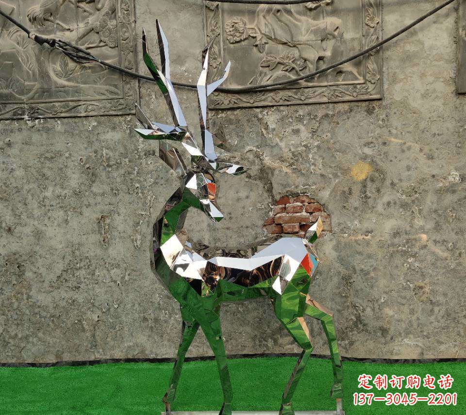 广州园林不锈钢抽象小鹿雕塑