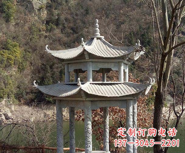 广州园林仿古双层石雕凉亭