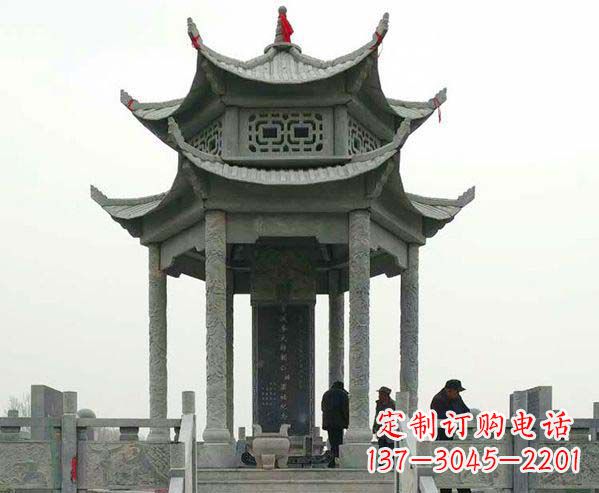 广州园林仿古双层石凉亭景观石雕