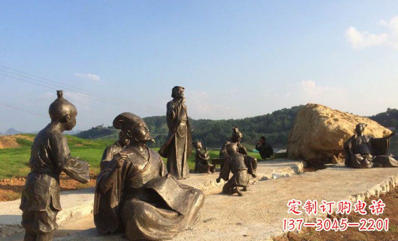 广州园林古代人物和玩耍的小孩小品铜雕